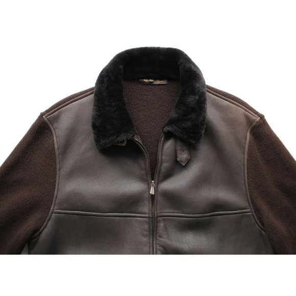 Loro Piana Aviator Shearling Cashmere Bomber Jacket Size IT 52/ US L Dark Brown - Picture 6 of 12